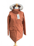 Craghoppers Waterproof Orange Parka Coat with Faux Fur Hood Size 12 *New*