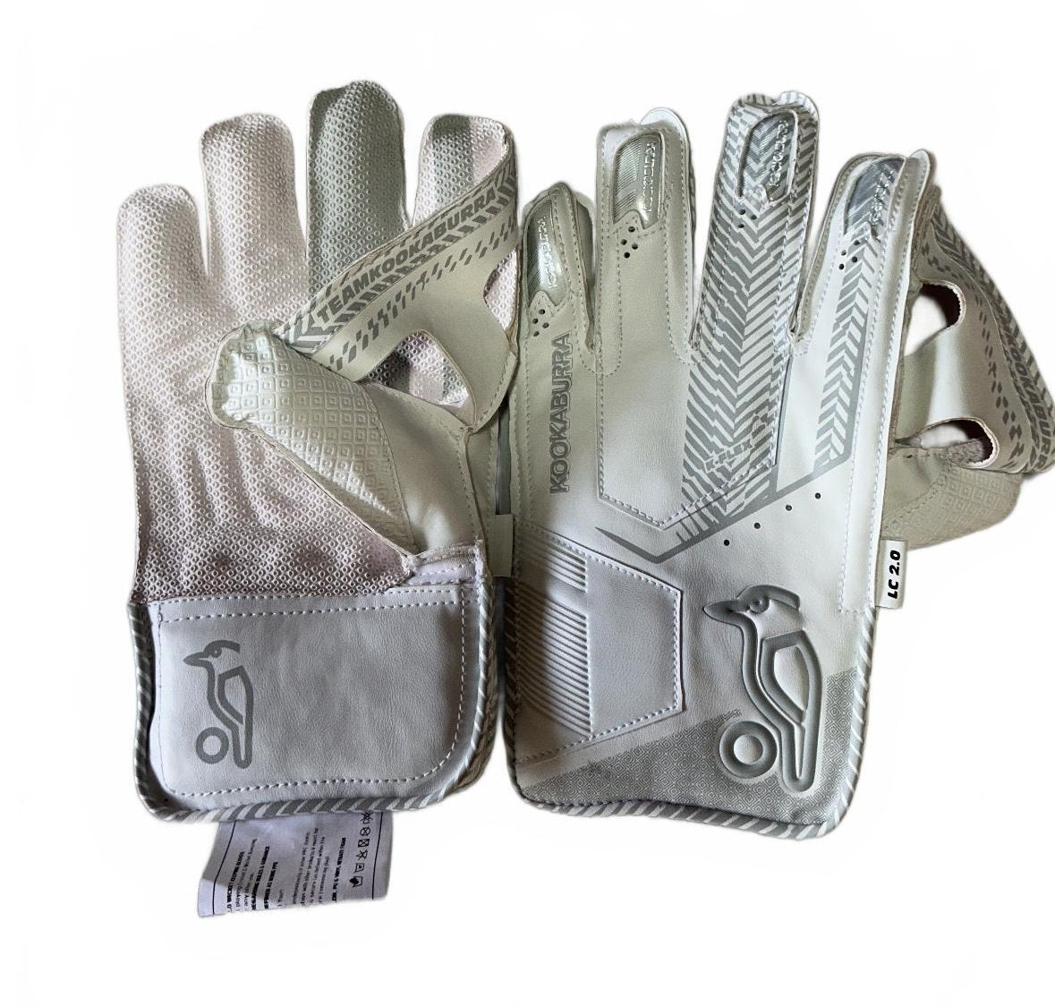Kookaburra LC 2.0 Cricket Wicketkeeping Gloves Youth Size White Gray